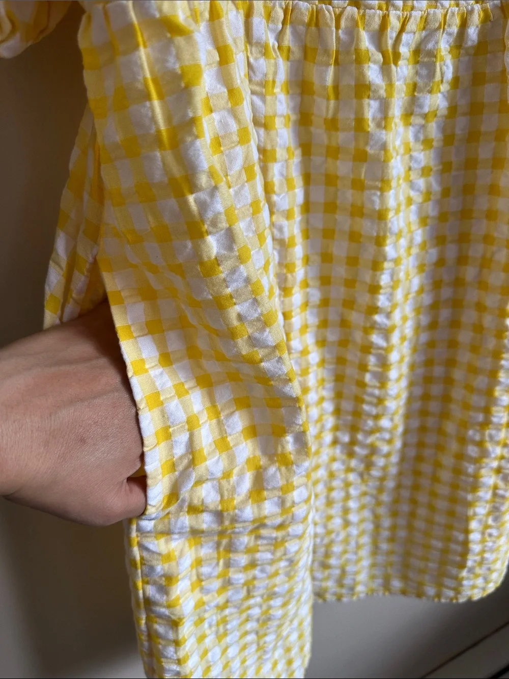 Old Navy Yellow and White Gingham Smocked Dress - Picture 6 of 7